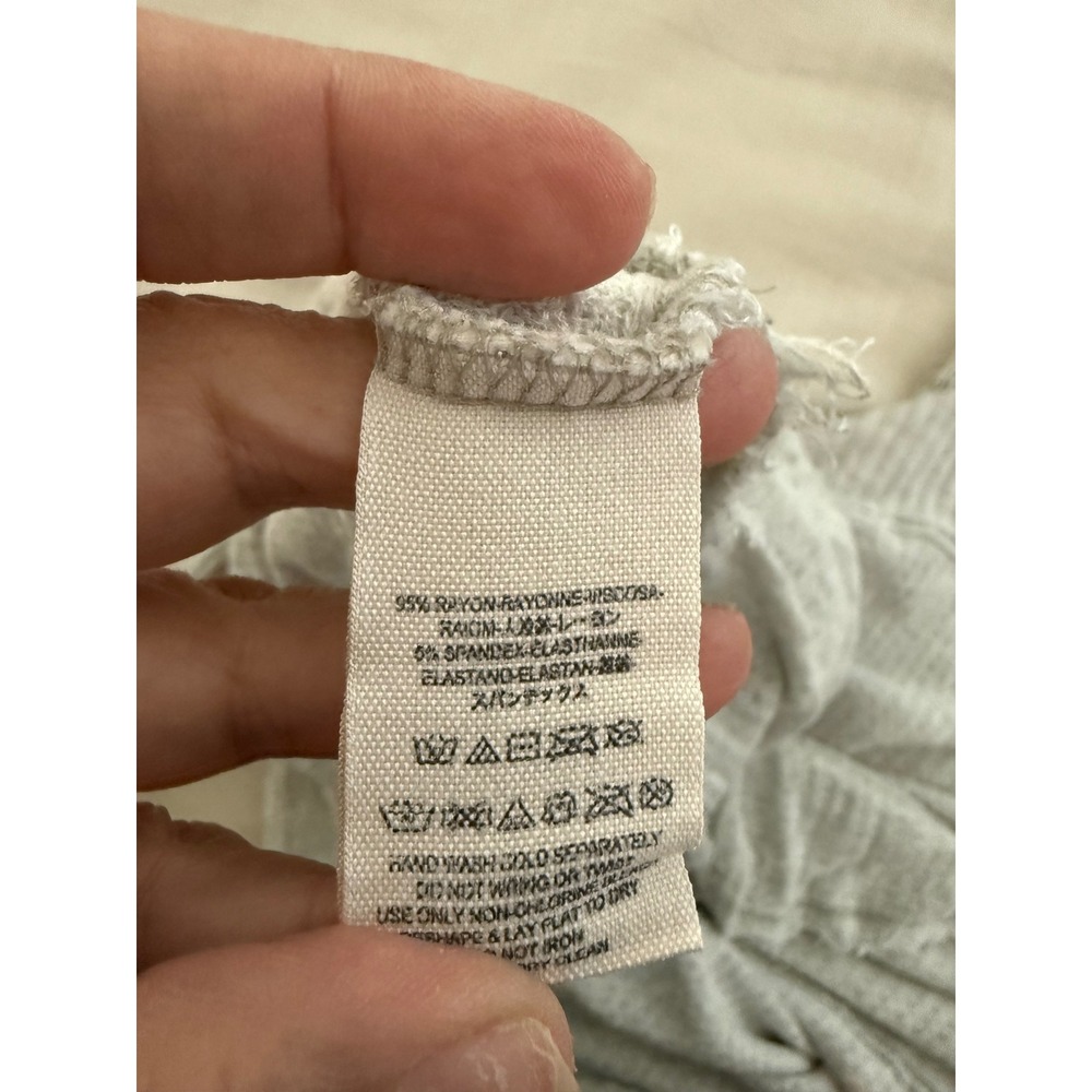 Free People Oversized Waffle Thermal Top L Gray Raw Hem Slouchy We The Free - Picture 7 of 7